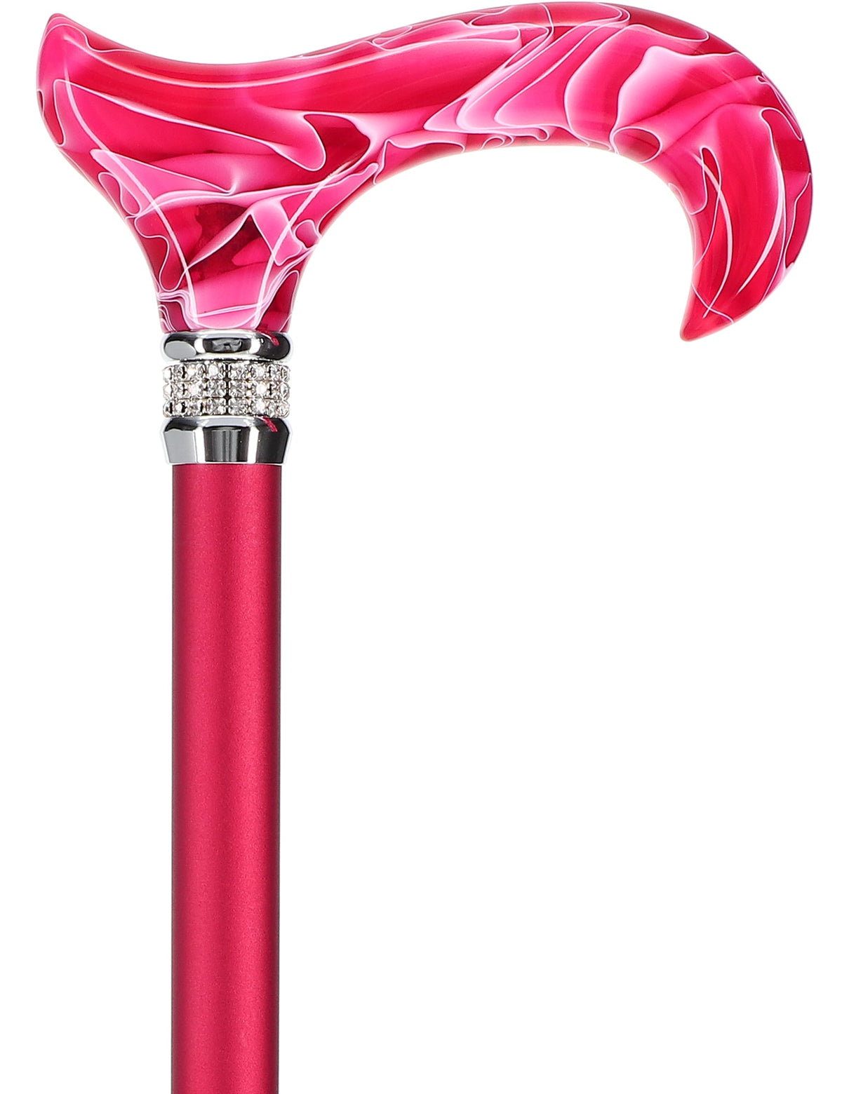 Vibrant Hot Pink Pearlz Rhinestone Orthopedic Derby Cane Pearl Swirl Lucite Designer Walking Canes - Tophatter Daily Deals
