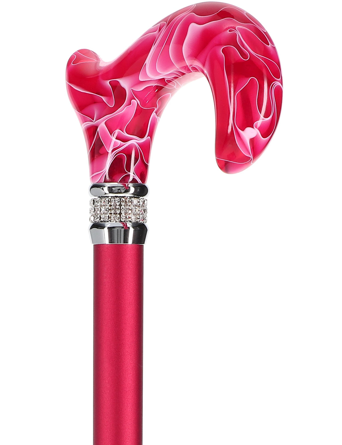 Vibrant Hot Pink Pearlz Rhinestone Orthopedic Derby Cane Pearl Swirl Lucite Designer Walking Canes - Tophatter Daily Deals