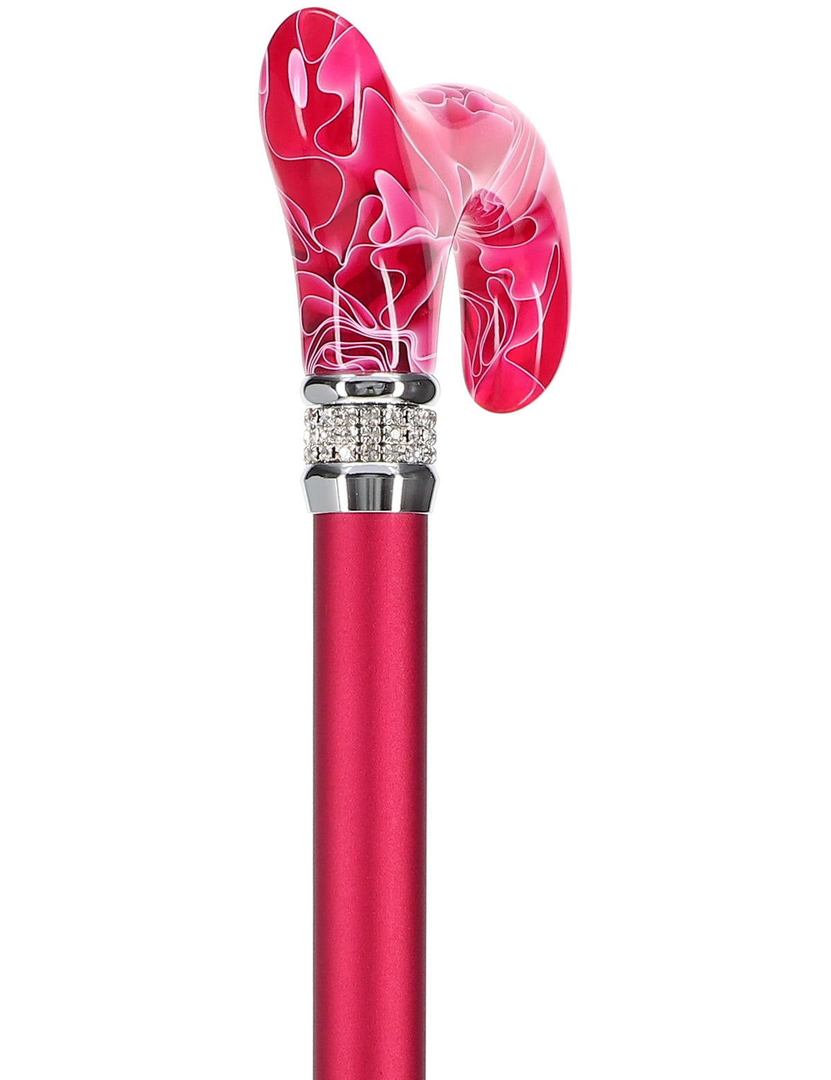 Vibrant Hot Pink Pearlz Rhinestone Orthopedic Derby Cane Pearl Swirl Lucite Designer Walking Canes - Tophatter Daily Deals