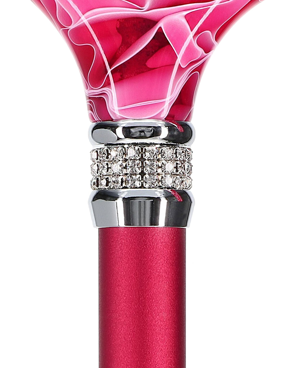 Vibrant Hot Pink Pearlz Rhinestone Orthopedic Derby Cane Pearl Swirl Lucite Designer Walking Canes - Tophatter Daily Deals
