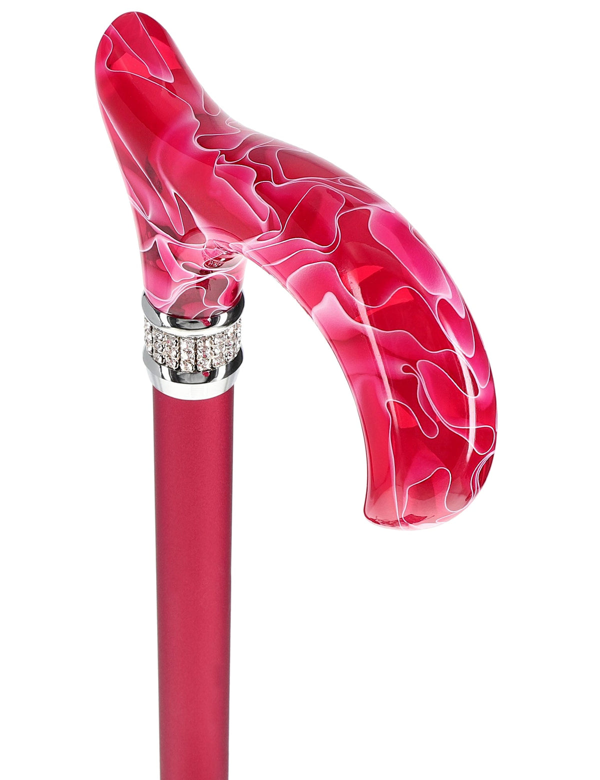 Vibrant Hot Pink Pearlz Rhinestone Orthopedic Derby Cane Pearl Swirl Lucite Designer Walking Canes - Tophatter Daily Deals