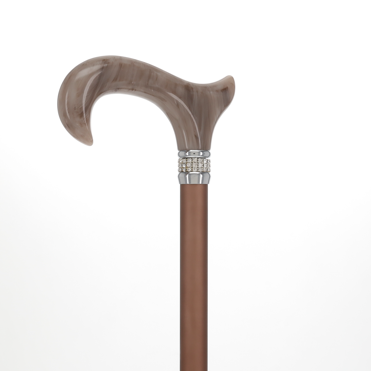 Mocha Rhinestone Pearlz Adjustable Orthopedic Derby Cane Adjustable Walking Canes - Tophatter Daily Deals