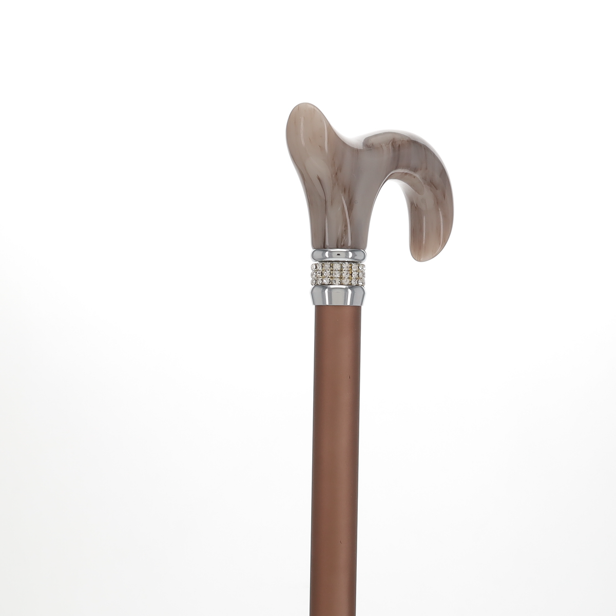 Mocha Rhinestone Pearlz Adjustable Orthopedic Derby Cane Adjustable Walking Canes - Tophatter Daily Deals