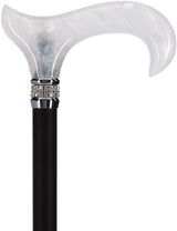 Black & White Pearlz Rhinestone Orthopedic Derby Cane Pearl Swirl Lucite Designer Walking Canes - Tophatter Daily Deals