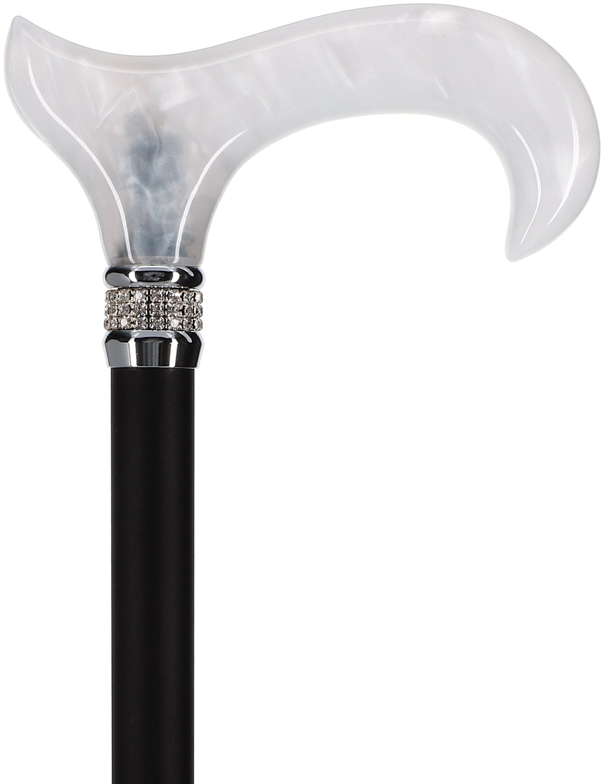 Black & White Pearlz Rhinestone Orthopedic Derby Cane Pearl Swirl Lucite Designer Walking Canes - Tophatter Daily Deals
