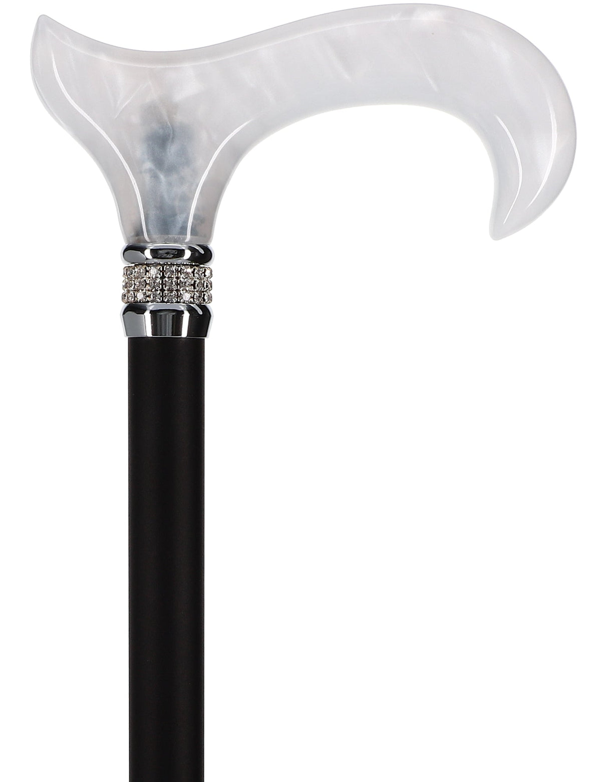 Black & White Pearlz Rhinestone Orthopedic Derby Cane Pearl Swirl Lucite Designer Walking Canes - Tophatter Daily Deals