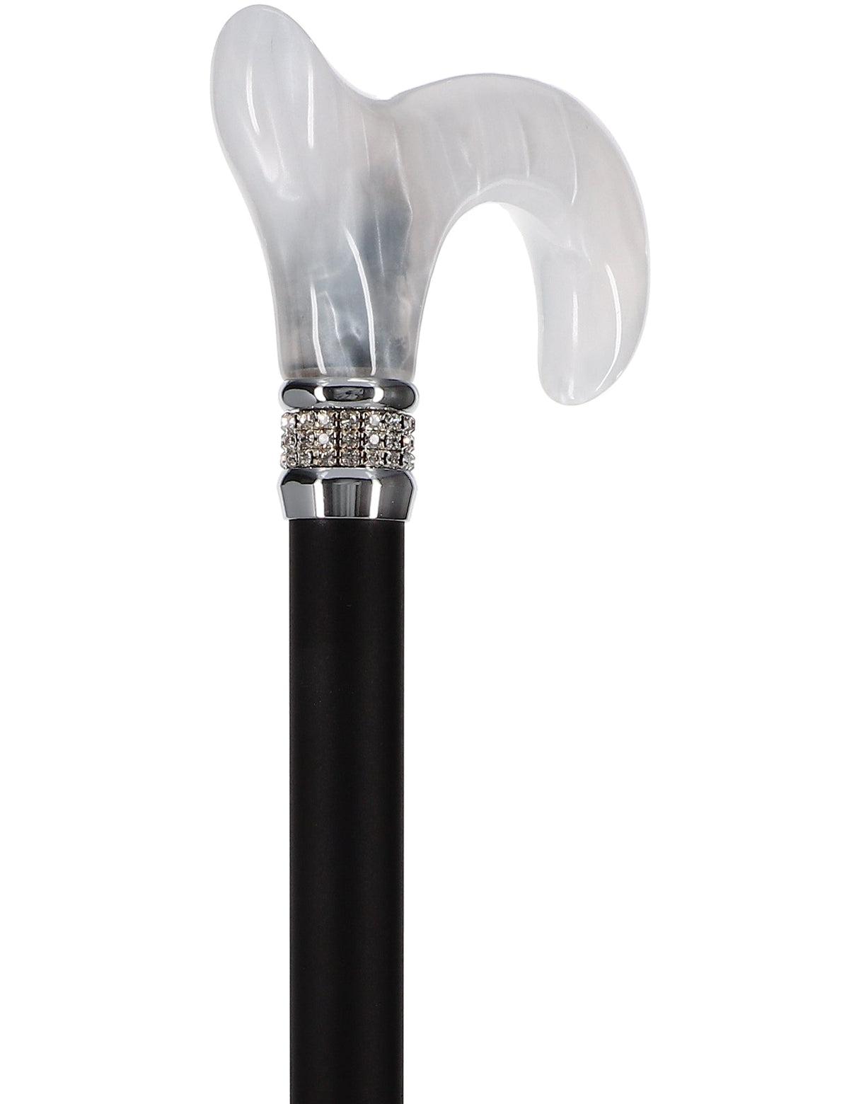 Black & White Pearlz Rhinestone Orthopedic Derby Cane Pearl Swirl Lucite Designer Walking Canes - Tophatter Daily Deals
