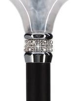 Black & White Pearlz Rhinestone Orthopedic Derby Cane Pearl Swirl Lucite Designer Walking Canes - Tophatter Daily Deals