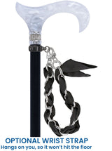 Black & White Pearlz Rhinestone Orthopedic Derby Cane Yes Pearl Swirl Lucite Designer Walking Canes - Tophatter Daily Deals