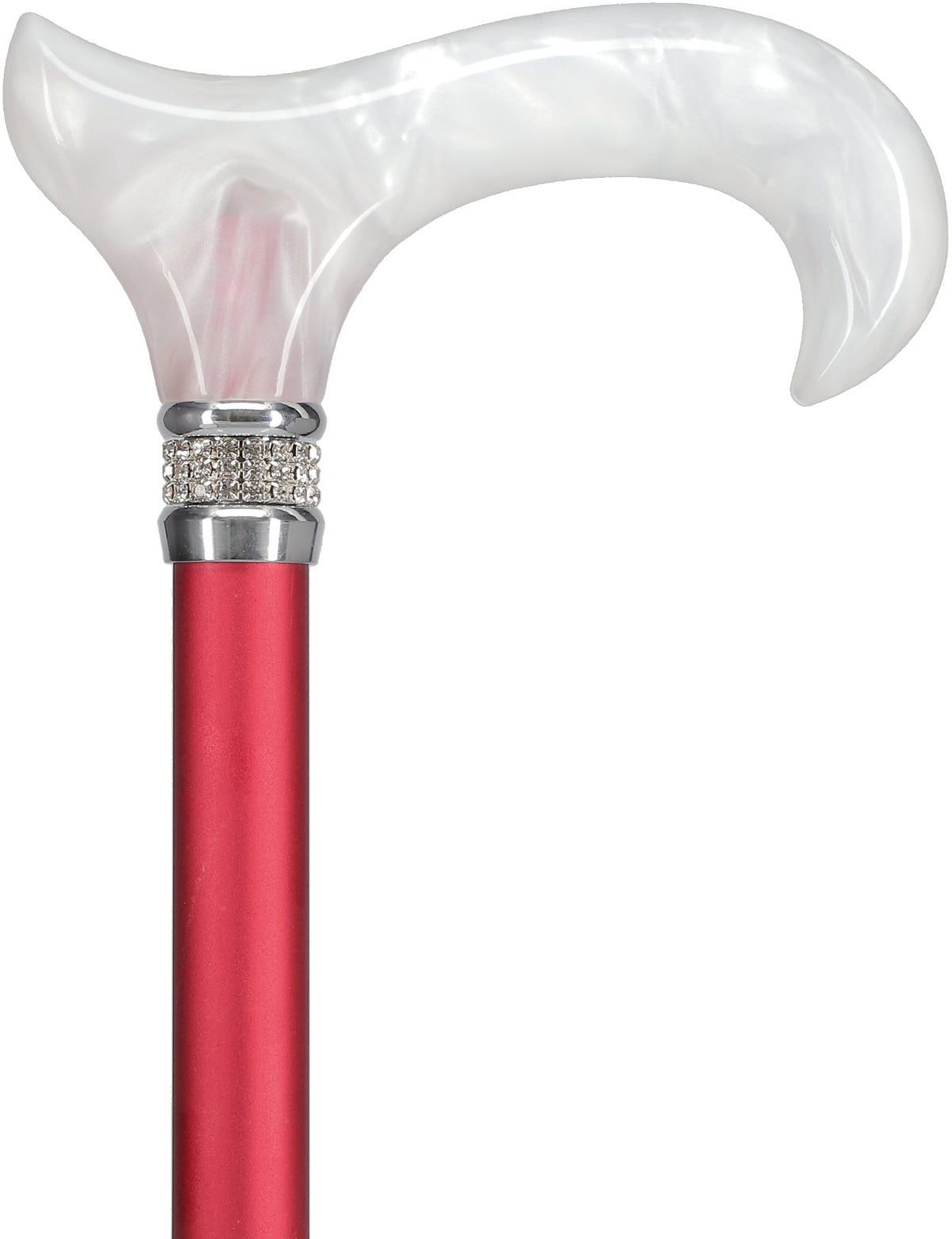 Crimson Red Pearlz Rhinestone Adjustable Orthopedic Derby Cane Pearl Swirl Lucite Designer Walking Canes - Tophatter Daily Deals