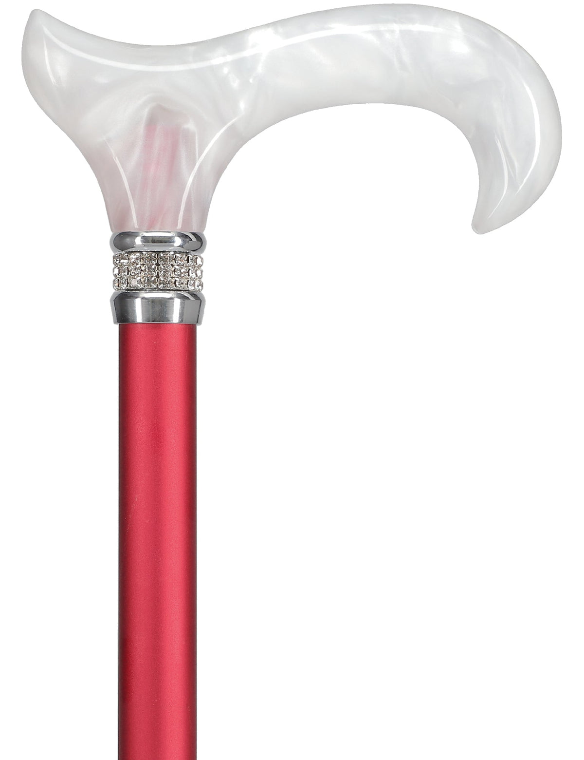 Crimson Red Pearlz Rhinestone Adjustable Orthopedic Derby Cane Pearl Swirl Lucite Designer Walking Canes - Tophatter Daily Deals
