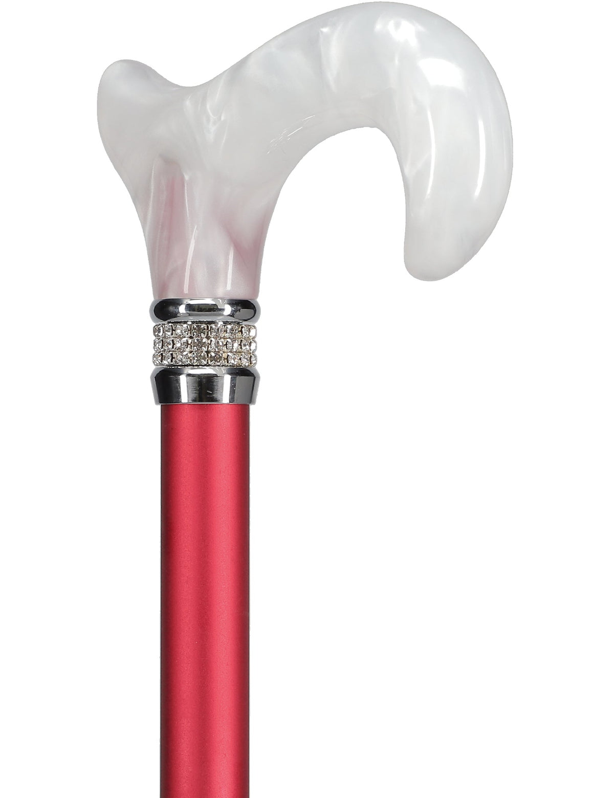 Crimson Red Pearlz Rhinestone Adjustable Orthopedic Derby Cane Pearl Swirl Lucite Designer Walking Canes - Tophatter Daily Deals