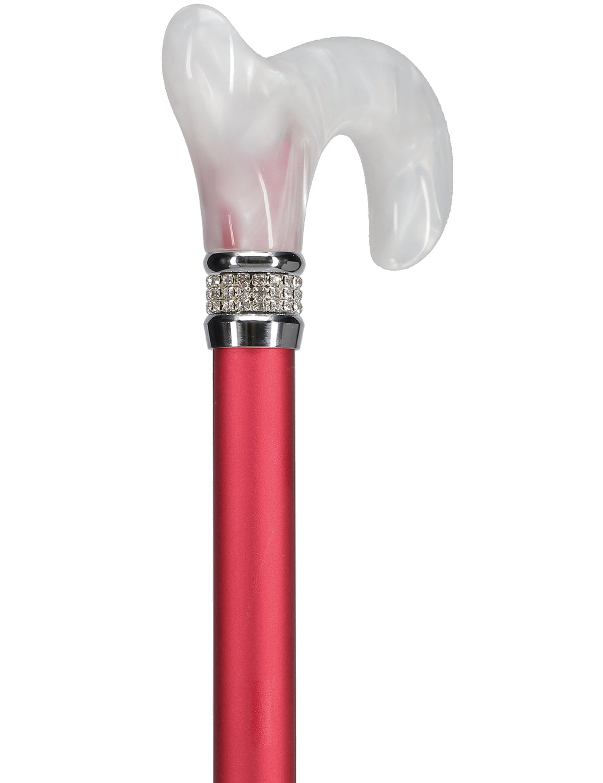 Crimson Red Pearlz Rhinestone Adjustable Orthopedic Derby Cane Pearl Swirl Lucite Designer Walking Canes - Tophatter Daily Deals