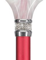 Crimson Red Pearlz Rhinestone Adjustable Orthopedic Derby Cane Pearl Swirl Lucite Designer Walking Canes - Tophatter Daily Deals