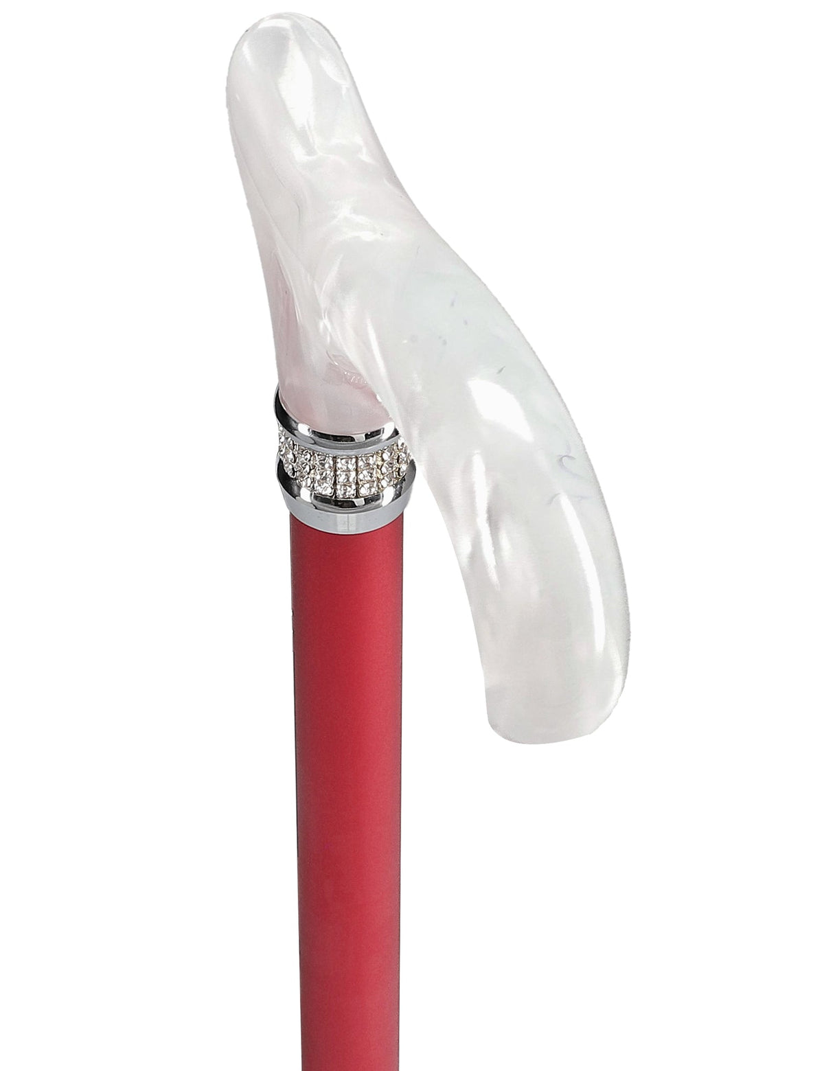 Crimson Red Pearlz Rhinestone Adjustable Orthopedic Derby Cane Pearl Swirl Lucite Designer Walking Canes - Tophatter Daily Deals