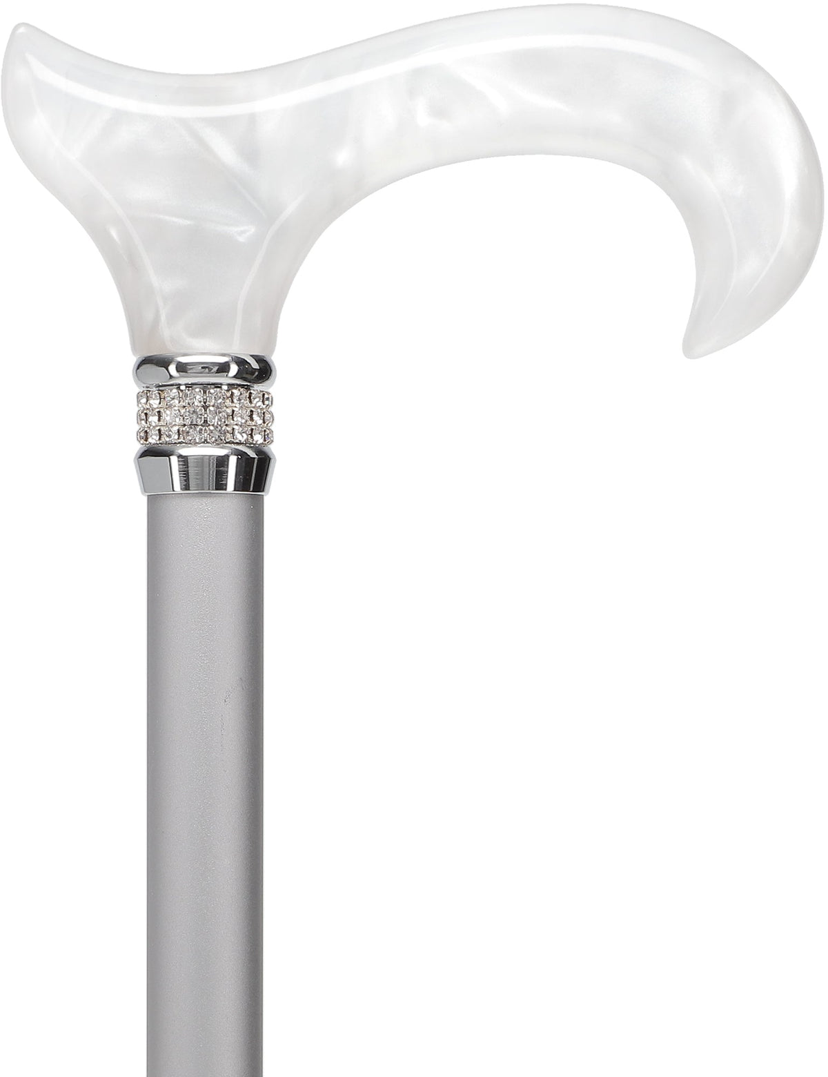 Platinum Pearlz with White Swirl Orthopedic Derby Cane Pearl Swirl Lucite Designer Walking Canes - Tophatter Daily Deals