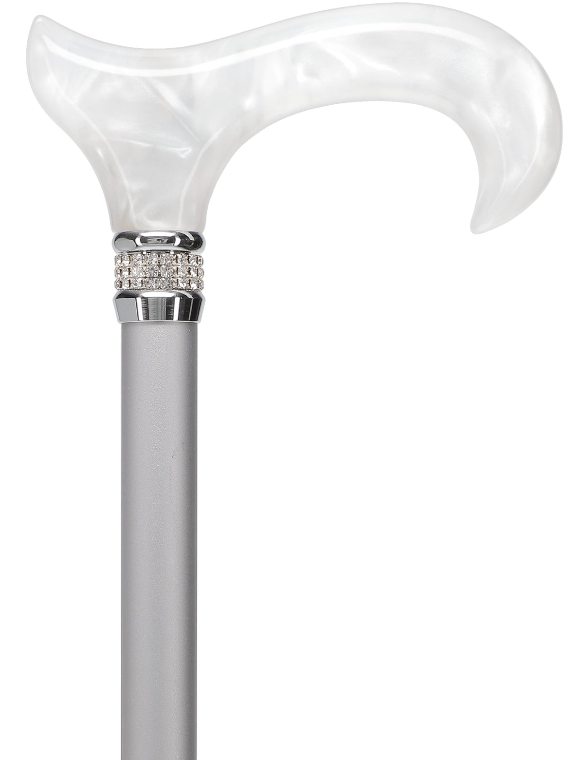 Platinum Pearlz with White Swirl Orthopedic Derby Cane Pearl Swirl Lucite Designer Walking Canes - Tophatter Daily Deals