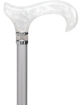 Platinum Pearlz with White Swirl Orthopedic Derby Cane Pearl Swirl Lucite Designer Walking Canes - Tophatter Daily Deals