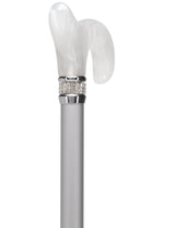Platinum Pearlz with White Swirl Orthopedic Derby Cane Pearl Swirl Lucite Designer Walking Canes - Tophatter Daily Deals
