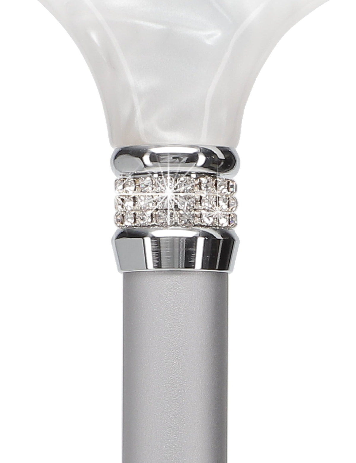 Platinum Pearlz with White Swirl Orthopedic Derby Cane Pearl Swirl Lucite Designer Walking Canes - Tophatter Daily Deals