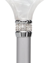 Platinum Pearlz with White Swirl Orthopedic Derby Cane Pearl Swirl Lucite Designer Walking Canes - Tophatter Daily Deals