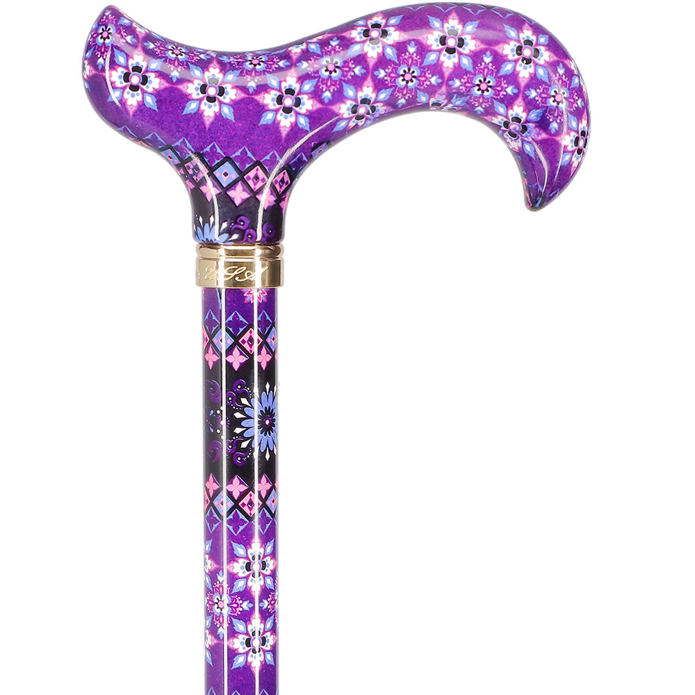 Pretty Purple Designer Adjustable Derby Walking Cane with Engraved Collar w/ SafeTbase Safetbase Canes - Tophatter Daily Deals