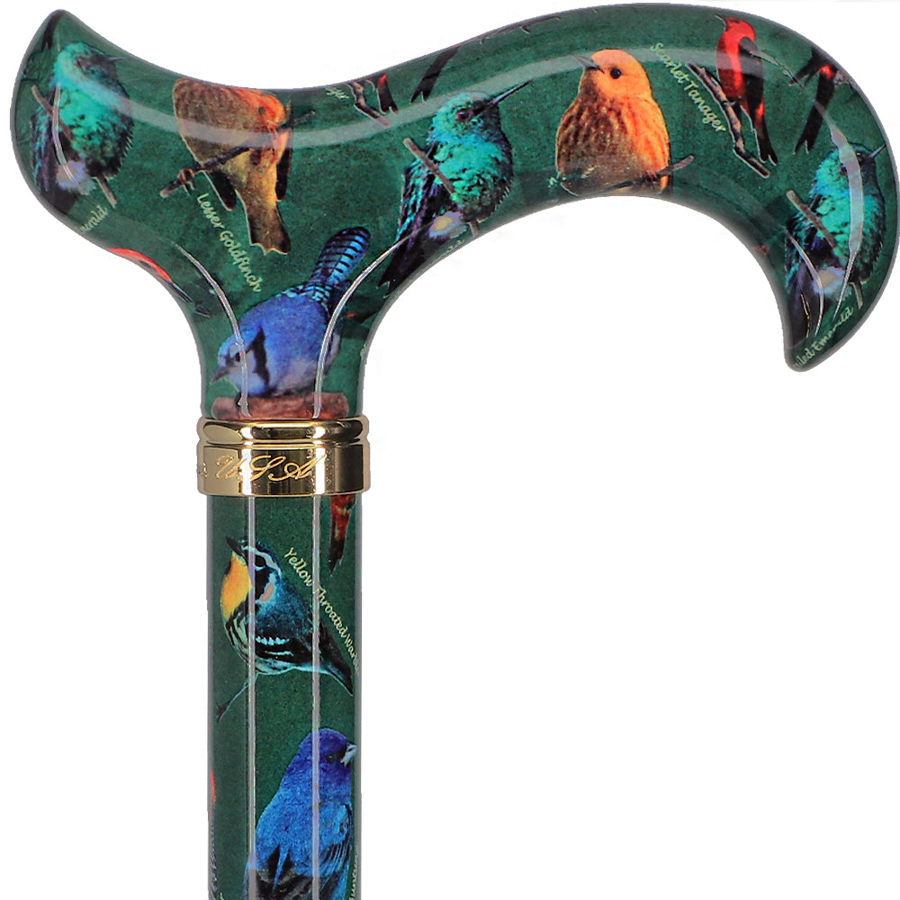 American Songbird Designer Adjustable Derby Walking Cane with Engraved Collar w/ SafeTbase Safetbase Canes - Tophatter Daily Deals