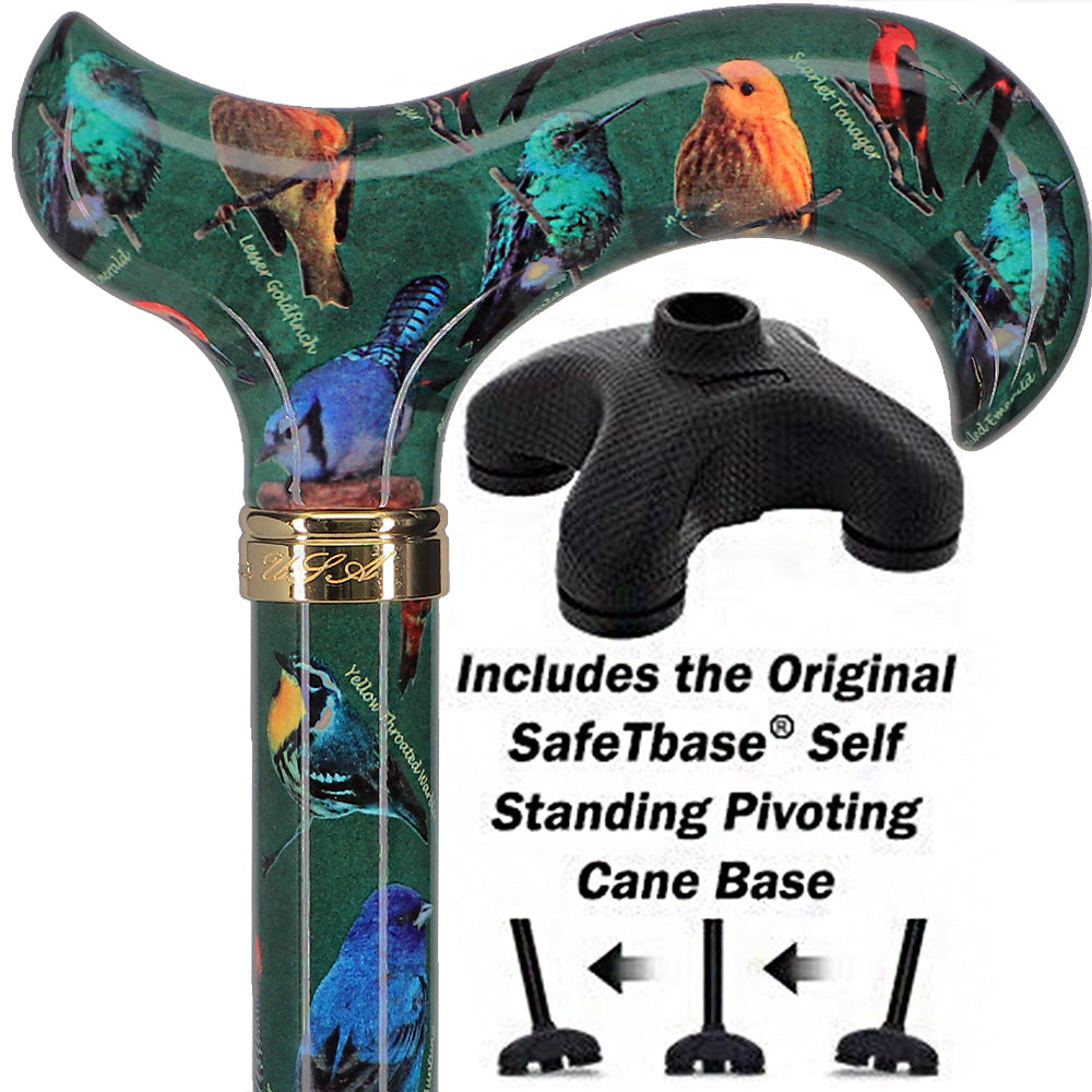 American Songbird Designer Adjustable Derby Walking Cane with Engraved Collar w/ SafeTbase Safetbase Canes - Tophatter Daily Deals