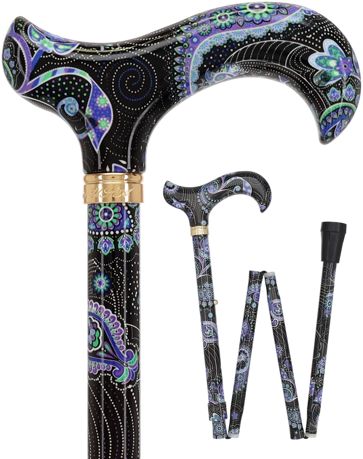 Purple Majesty: Designer Adjustable Folding Cane w/ Patterned Handle Folding Canes - Tophatter Daily Deals