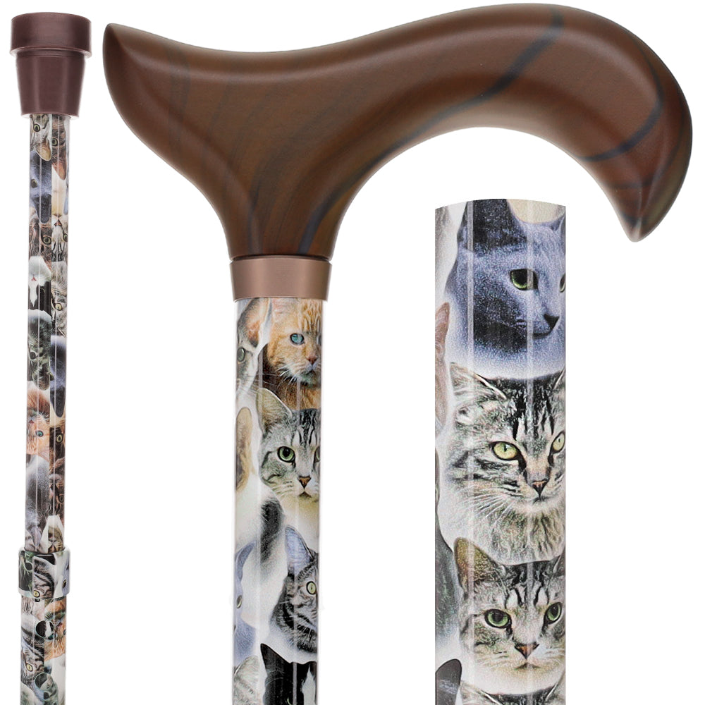 Cat Lovers-Designer Cane, Adjustable w/ wood Derby Handle Cat Walking Canes - Tophatter Daily Deals