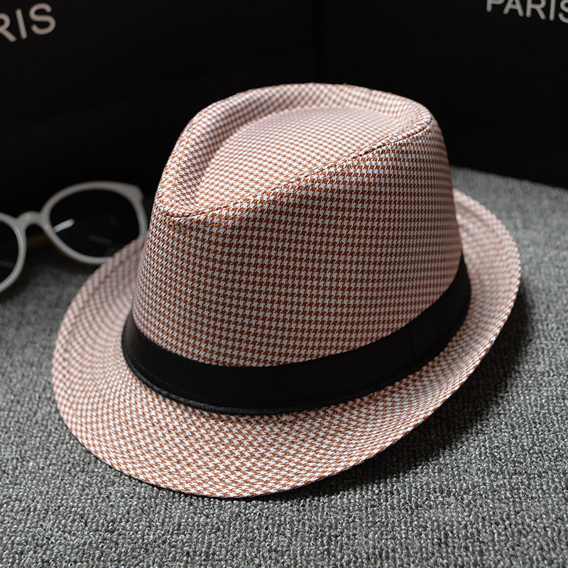 British Houndstooth European And American Sun Hats For Men Houndstooth pink and white 58cm 0 - Tophatter Daily Deals
