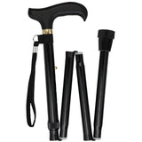 Black: Adjustable Folding Derby Walking Cane Wooden Handle Folding Canes - Tophatter Daily Deals