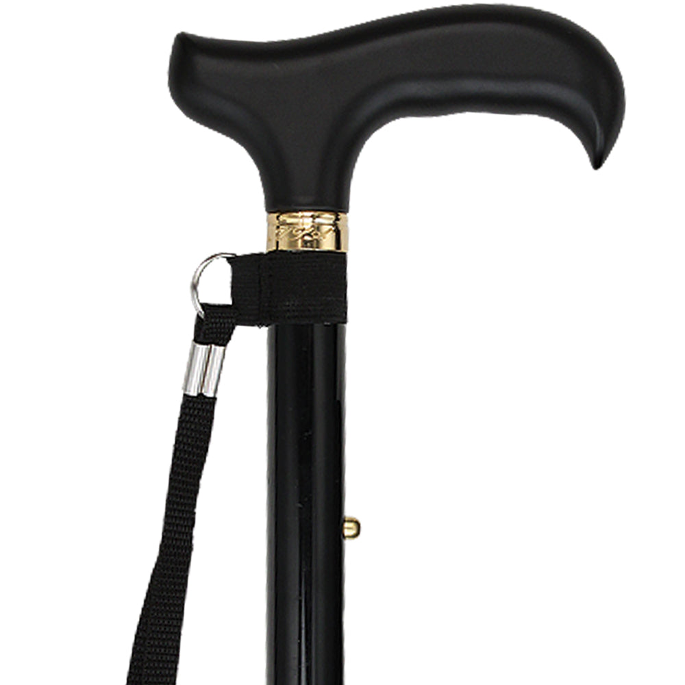 Black: Adjustable Folding Derby Walking Cane Wooden Handle Folding Canes - Tophatter Daily Deals