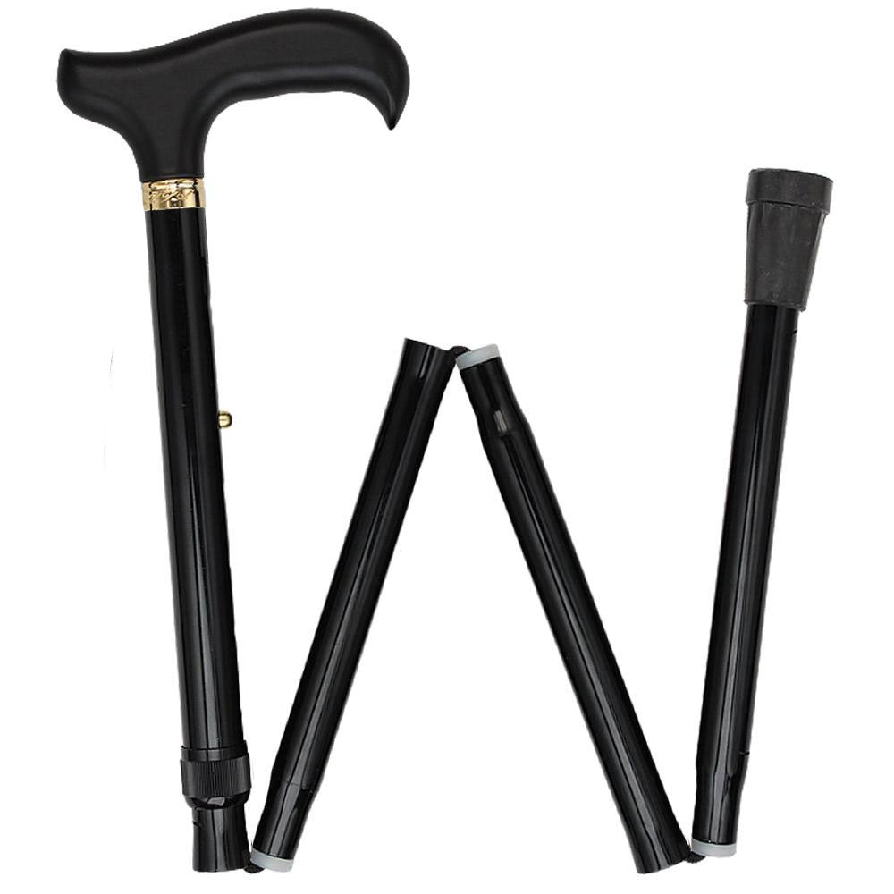 Black: Adjustable Folding Derby Walking Cane Wooden Handle Folding Canes - Tophatter Daily Deals