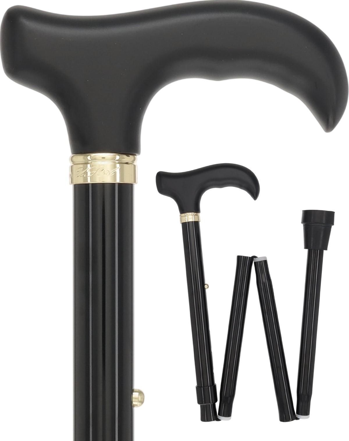 Black: Adjustable Folding Derby Walking Cane Wooden Handle Folding Canes - Tophatter Daily Deals