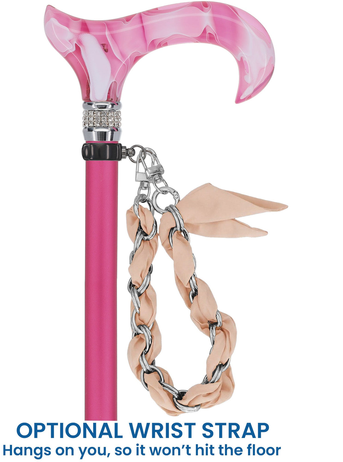 Chic Pink Pearlz Rhinestone Adjustable Orthopedic Derby Cane Yes Pearl Swirl Lucite Designer Walking Canes - Tophatter Daily Deals