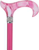 Chic Pink Pearlz Rhinestone Adjustable Orthopedic Derby Cane Pearl Swirl Lucite Designer Walking Canes - Tophatter Daily Deals