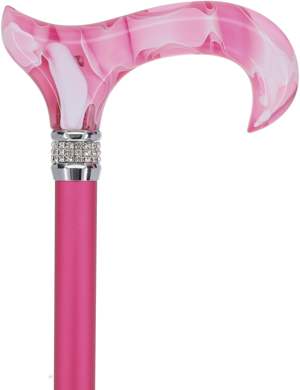 Chic Pink Pearlz Rhinestone Adjustable Orthopedic Derby Cane Pearl Swirl Lucite Designer Walking Canes - Tophatter Daily Deals