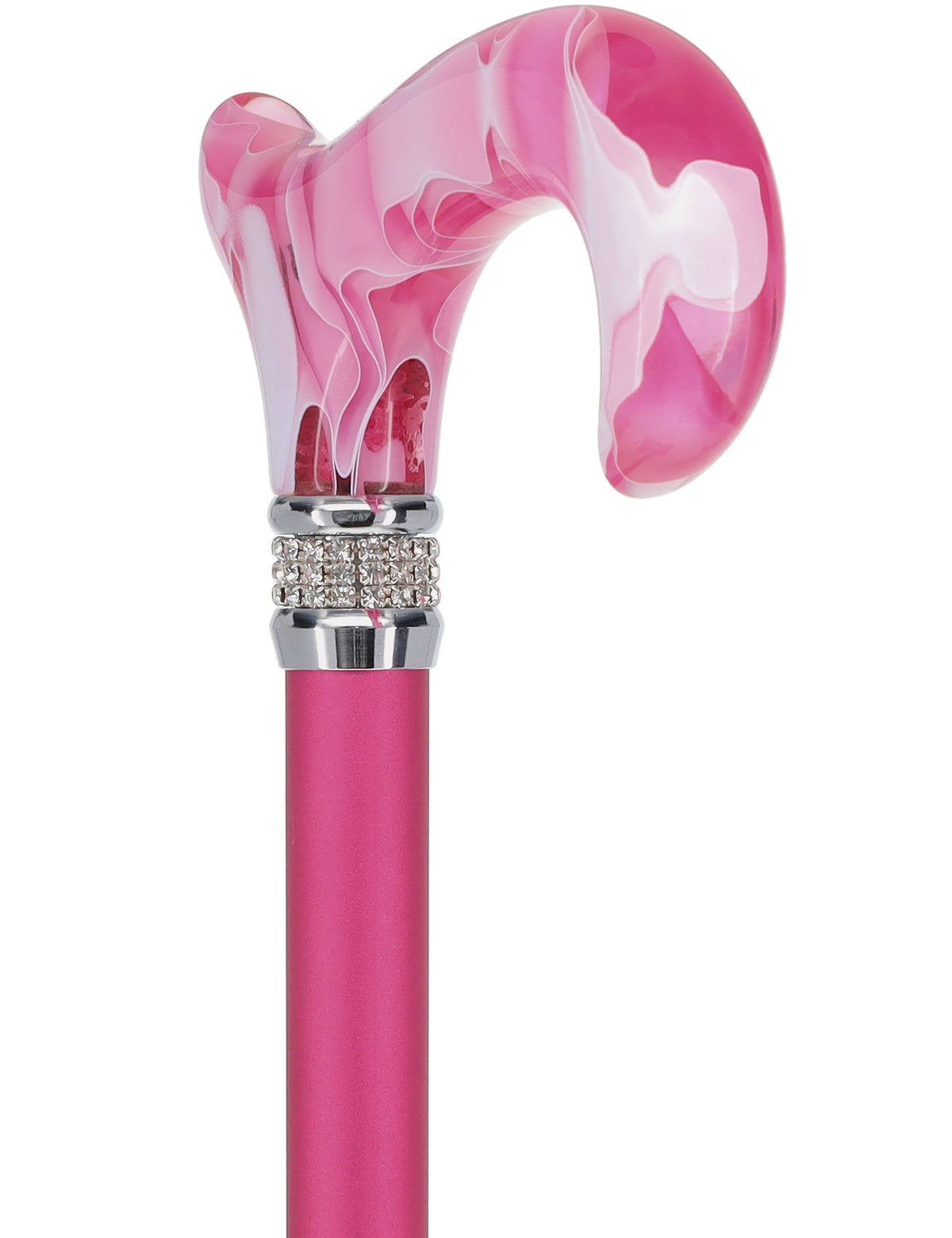 Chic Pink Pearlz Rhinestone Adjustable Orthopedic Derby Cane Pearl Swirl Lucite Designer Walking Canes - Tophatter Daily Deals