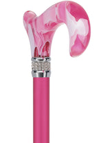 Chic Pink Pearlz Rhinestone Adjustable Orthopedic Derby Cane Pearl Swirl Lucite Designer Walking Canes - Tophatter Daily Deals