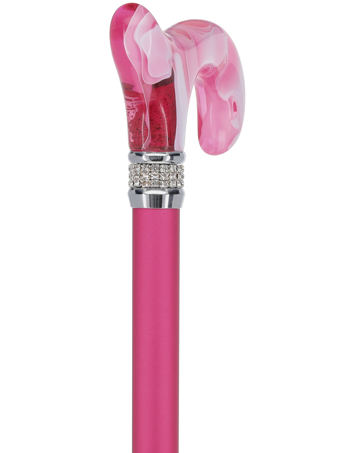 Chic Pink Pearlz Rhinestone Adjustable Orthopedic Derby Cane Pearl Swirl Lucite Designer Walking Canes - Tophatter Daily Deals