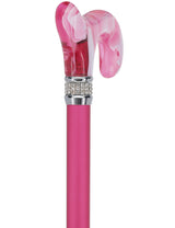 Chic Pink Pearlz Rhinestone Adjustable Orthopedic Derby Cane Pearl Swirl Lucite Designer Walking Canes - Tophatter Daily Deals