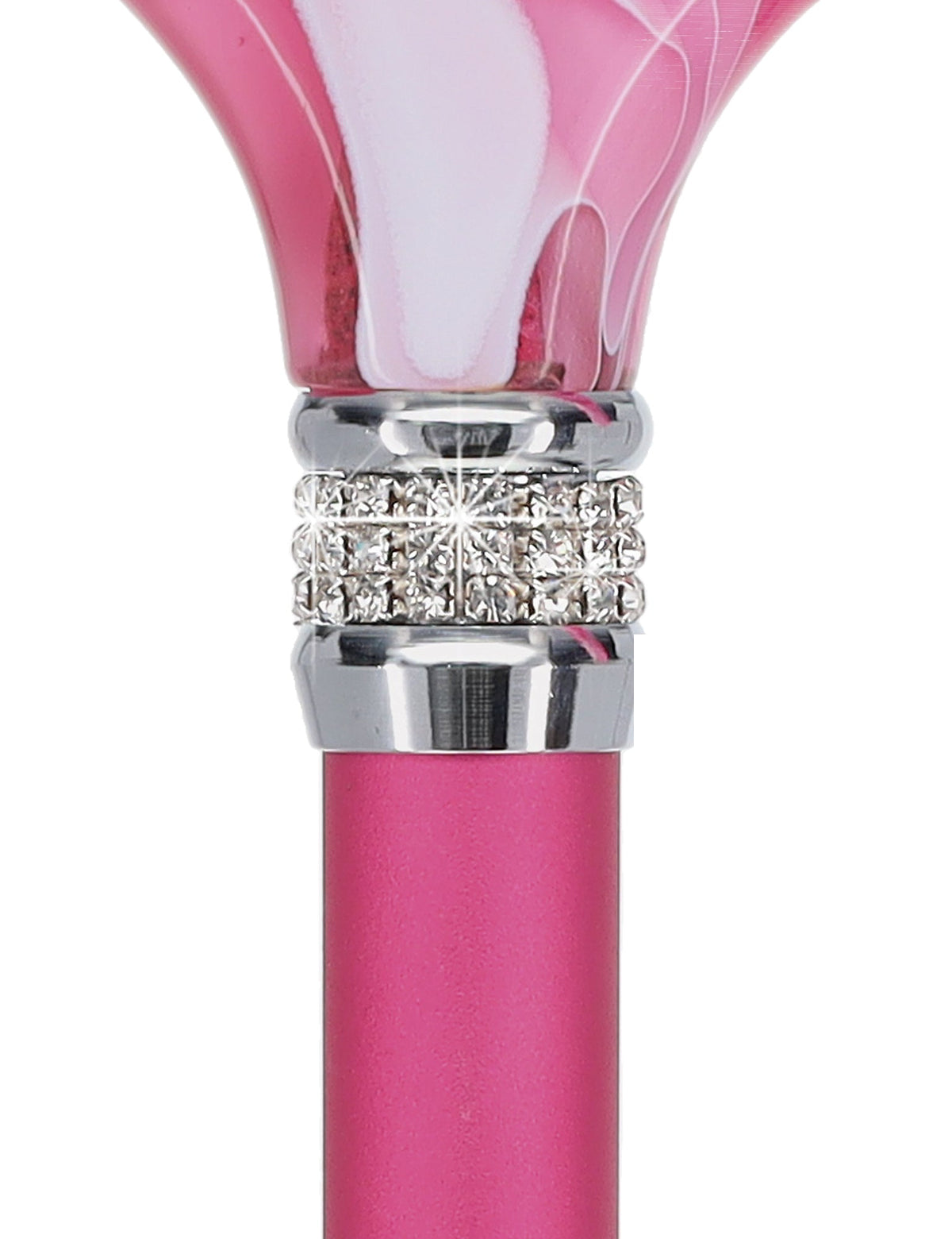Chic Pink Pearlz Rhinestone Adjustable Orthopedic Derby Cane Pearl Swirl Lucite Designer Walking Canes - Tophatter Daily Deals