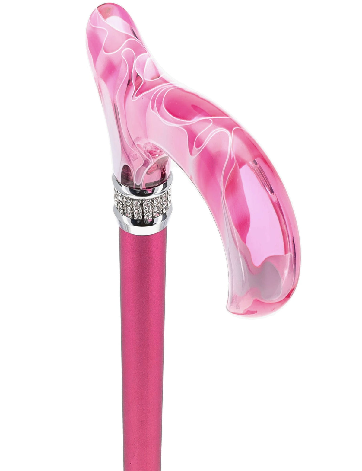 Chic Pink Pearlz Rhinestone Adjustable Orthopedic Derby Cane Pearl Swirl Lucite Designer Walking Canes - Tophatter Daily Deals
