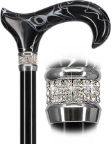 Black Pearlz with Rhinestone Collar Orthopedic Derby Cane No Pearl Swirl Lucite Designer Walking Canes - Tophatter Daily Deals
