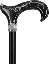 Black Pearlz with Rhinestone Collar Orthopedic Derby Cane Pearl Swirl Lucite Designer Walking Canes - Tophatter Daily Deals