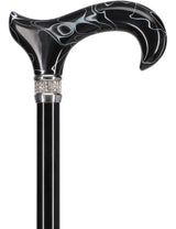 Black Pearlz with Rhinestone Collar Orthopedic Derby Cane Pearl Swirl Lucite Designer Walking Canes - Tophatter Daily Deals