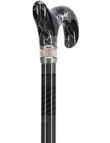Black Pearlz with Rhinestone Collar Orthopedic Derby Cane Pearl Swirl Lucite Designer Walking Canes - Tophatter Daily Deals