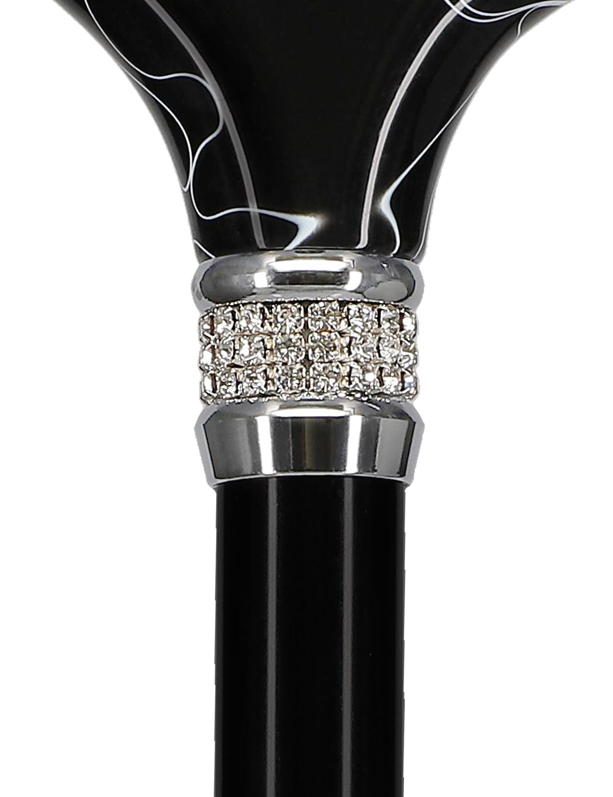 Black Pearlz with Rhinestone Collar Orthopedic Derby Cane Pearl Swirl Lucite Designer Walking Canes - Tophatter Daily Deals