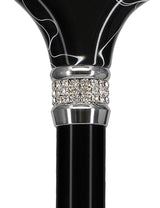 Black Pearlz with Rhinestone Collar Orthopedic Derby Cane Pearl Swirl Lucite Designer Walking Canes - Tophatter Daily Deals